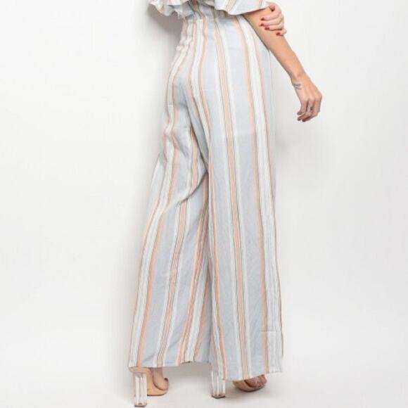 Striped Ruffle Jumpsuit Wide Leg - Picture 5 of 7